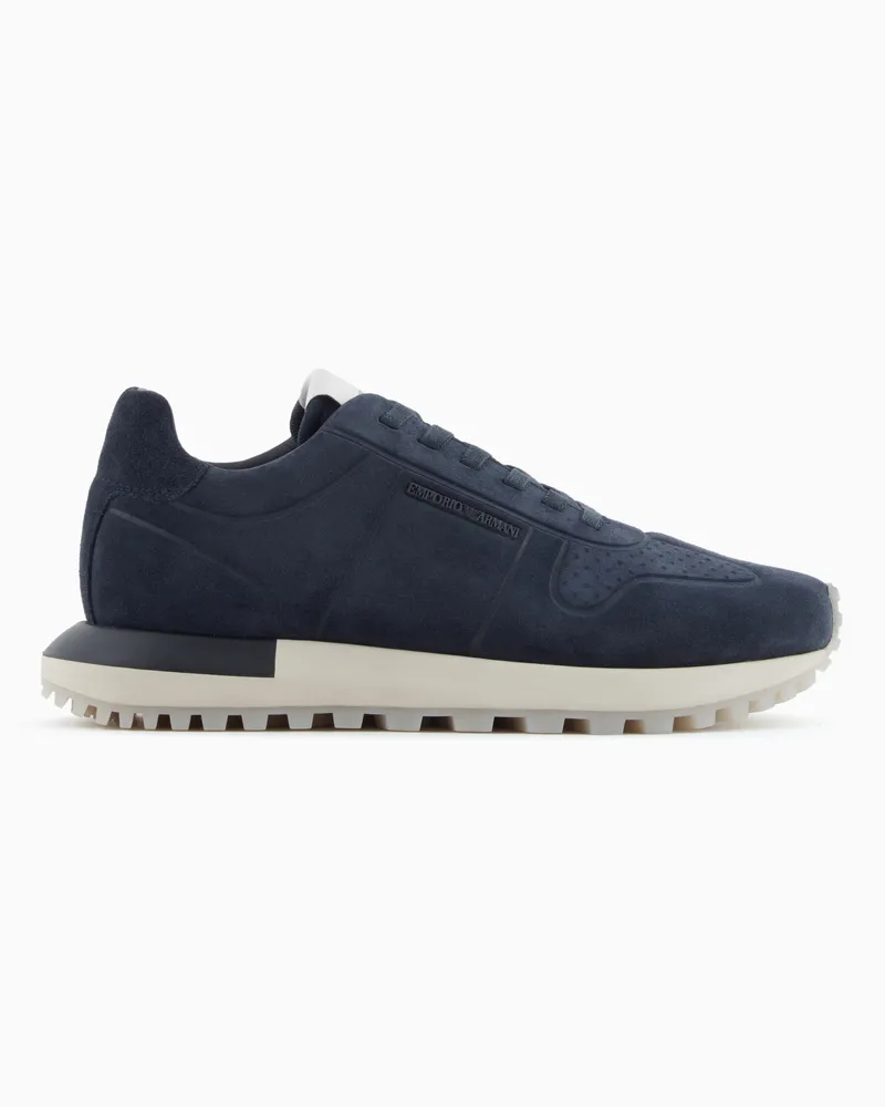Emporio Armani Sneaker aus Veloursleder Marineblau