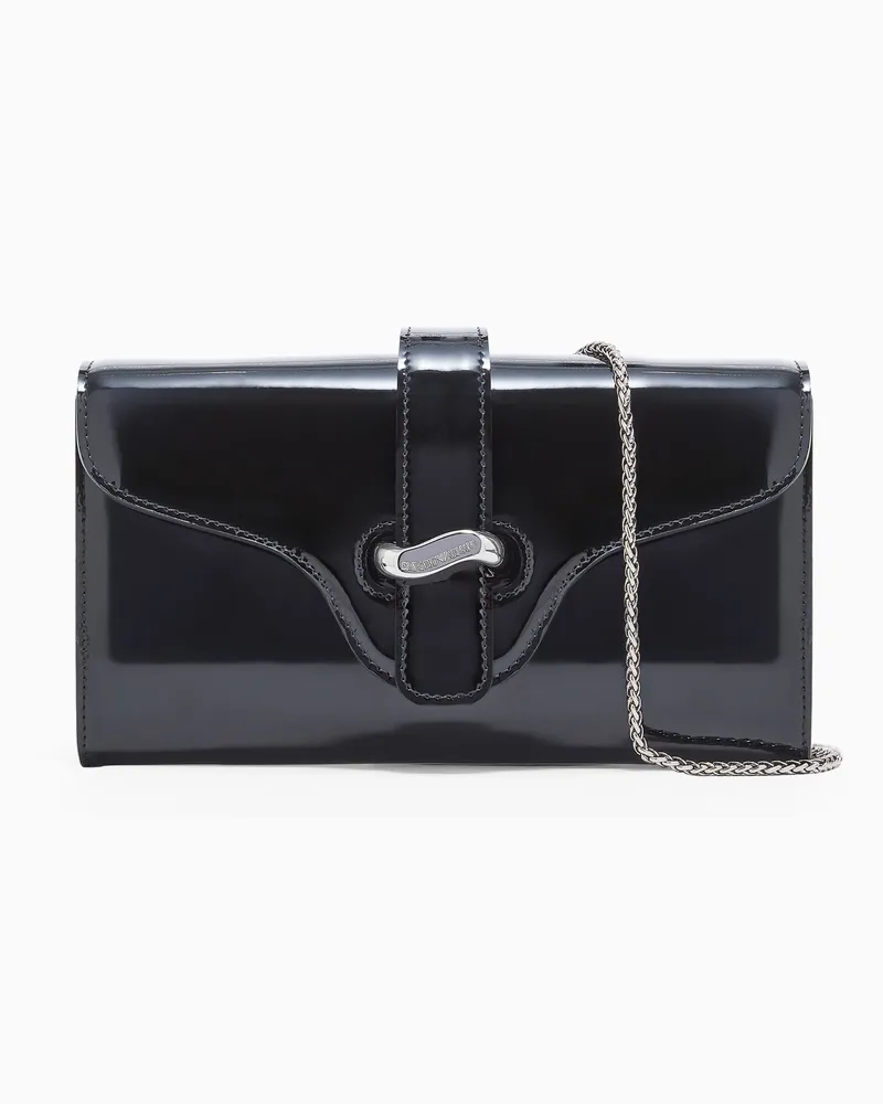 Emporio Armani Mini-Schultertasche aus Lackleder Schwarz
