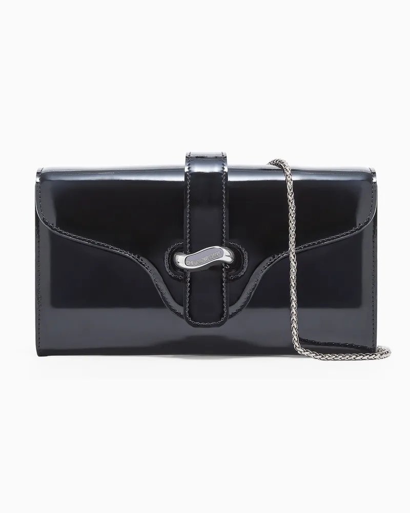 Emporio Armani Mini-Schultertasche aus Lackleder Schwarz