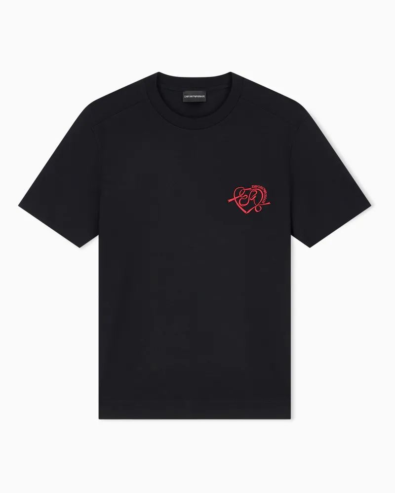 Emporio Armani T-Shirt aus Lyocell-Jersey-Mischgewebe Valentine's Day Capsule Schwarz