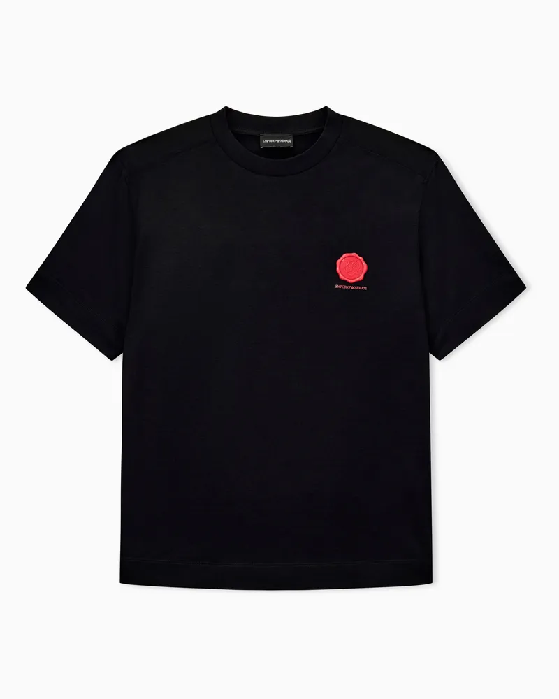 Emporio Armani T-Shirt aus Lyocell-Jersey-Mischgewebe Valentine's Day Capsule Schwarz