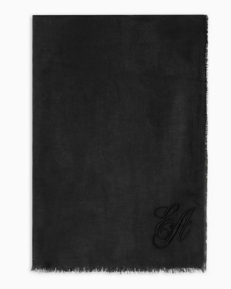 Emporio Armani Maxi-Stola aus Modal mit gesticktem EA-Schriftzug Schwarz