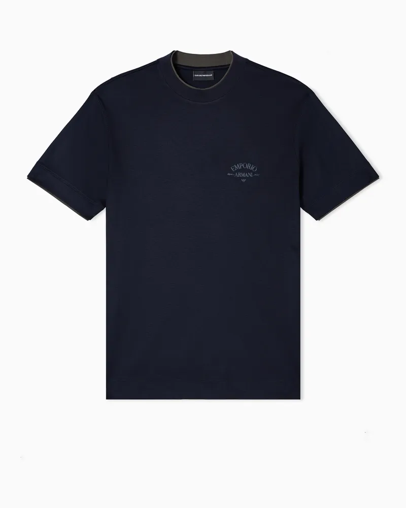 Emporio Armani ASV T-Shirt mit kontrastierenden Details aus einer Jersey-Lyocell-Mischung Marineblau