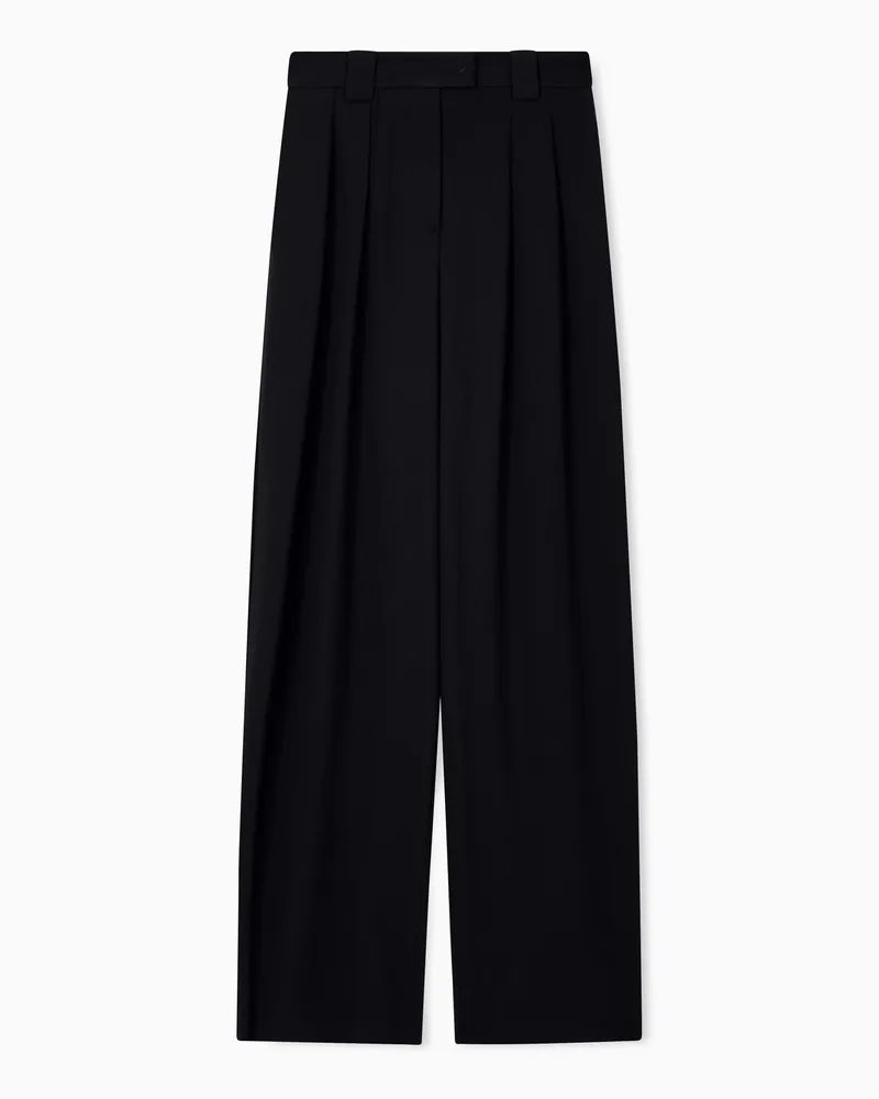 Emporio Armani Hose mit Bundfalten aus Grain-de-Poudre-Wolle Marineblau