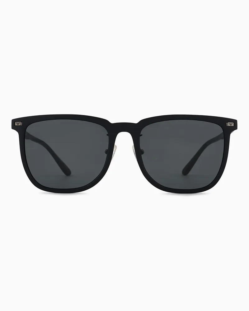Emporio Armani Eckige Unisex-Sonnenbrille Schwarz