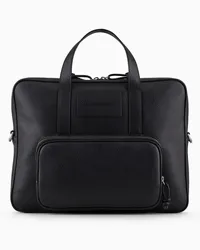 Emporio Armani Businesstasche aus Getrommeltem Leder Schwarz