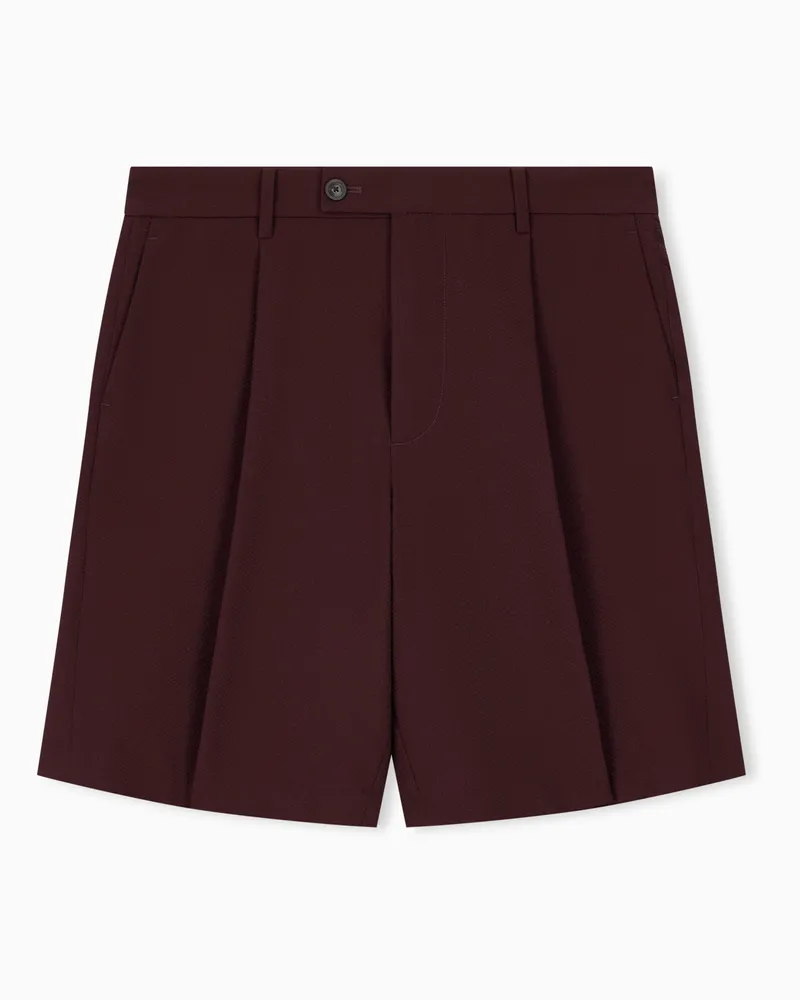 Emporio Armani Bermudashorts aus Seersucker mit Daunenfüllung Burgunderrot