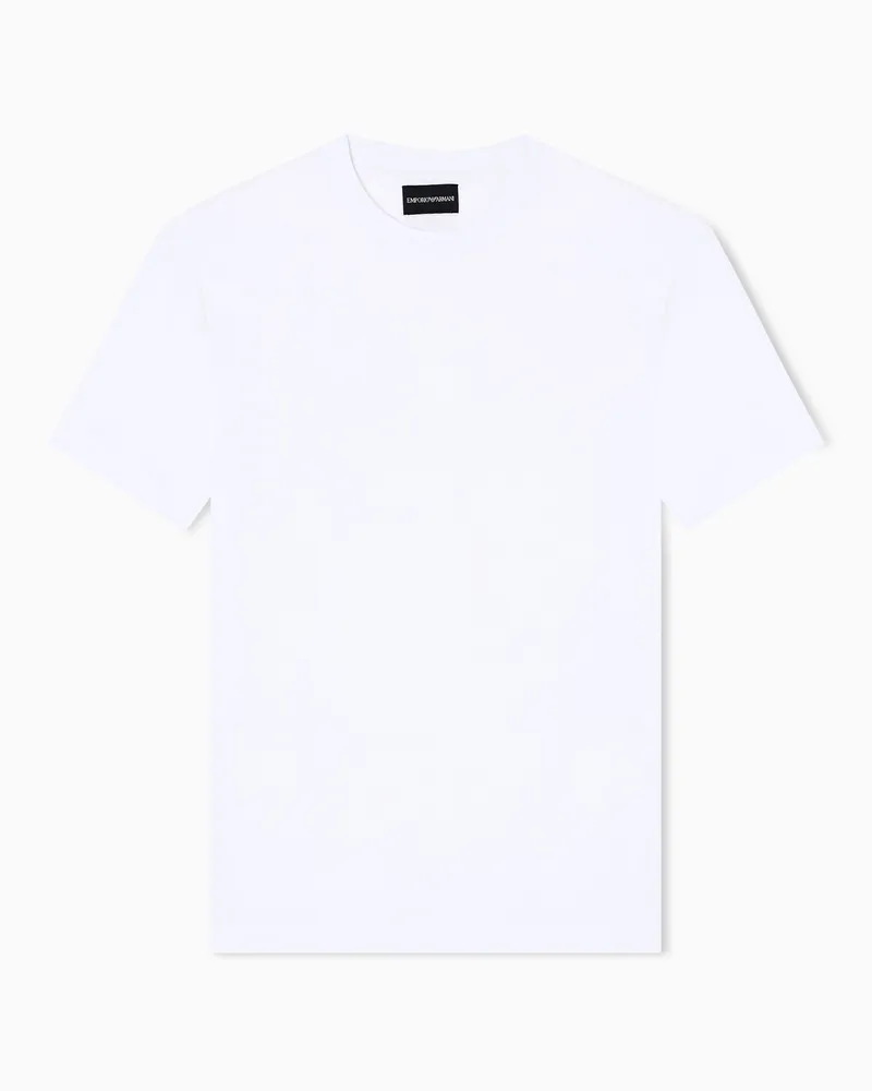 Emporio Armani T-Shirt aus Jersey mit Jacquard-Logo Weiß