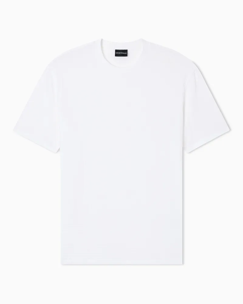 Emporio Armani T-shirt in jacquard jersey with all-over lettering Weiß