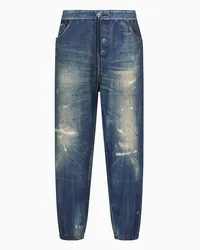 Emporio Armani Jogginghose aus French-terry-jersey In Used-denim-optik Mittelblau