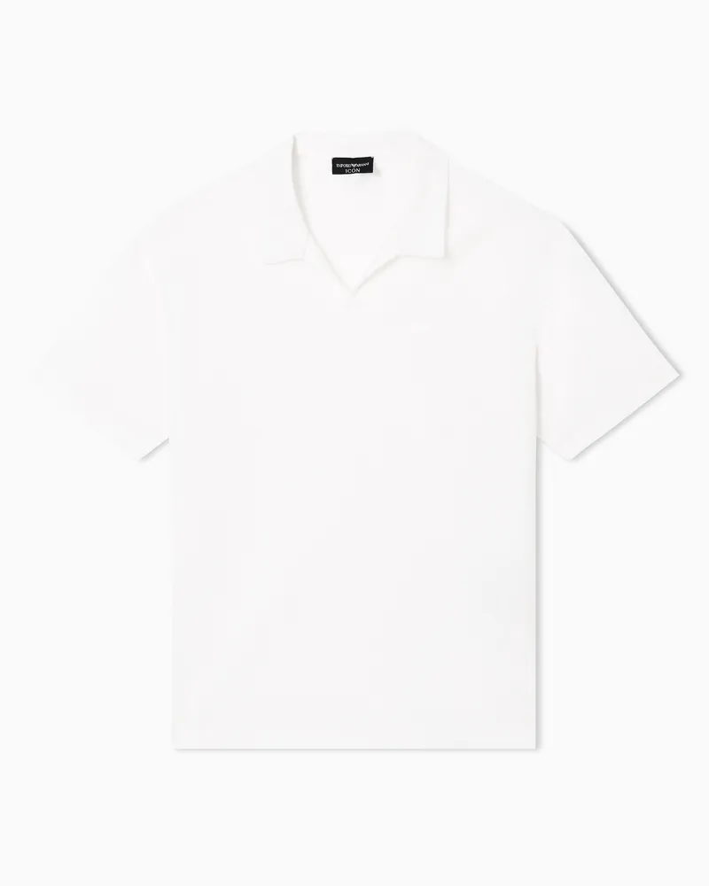 Emporio Armani Icon Poloshirt aus garngefärbtem Jersey in Jacquard-Stoff-Verarbeitung Weiß