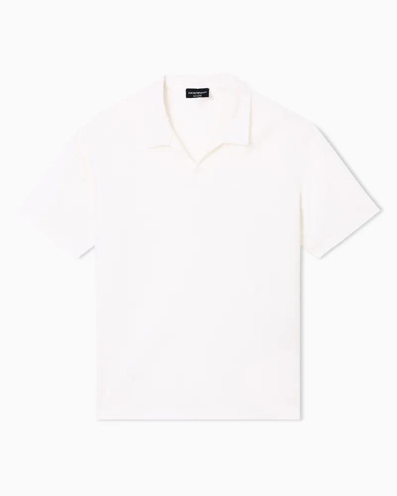 Emporio Armani Icon Poloshirt aus garngefärbtem Jersey in Jacquard-Stoff-Verarbeitung Weiß