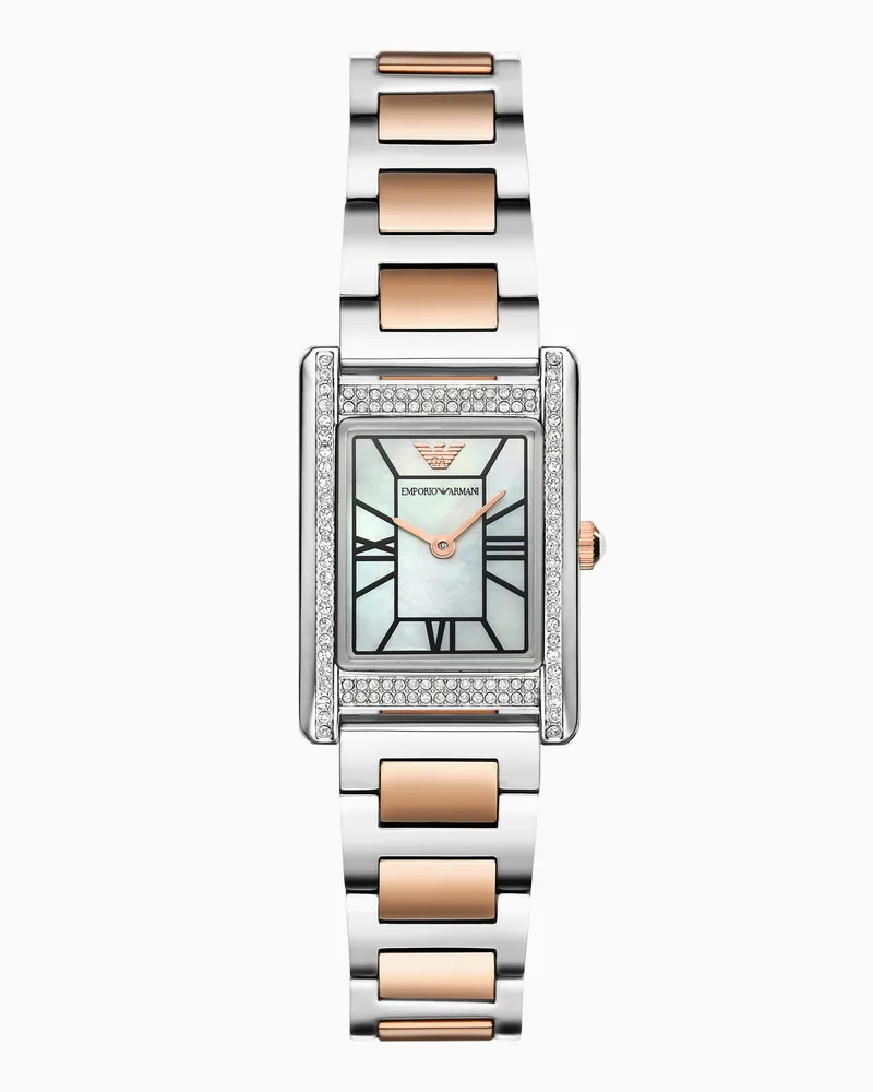 Emporio Armani Zweizeigeruhr Uhr aus zweifarbigem Edelstahl Mehrfarbig