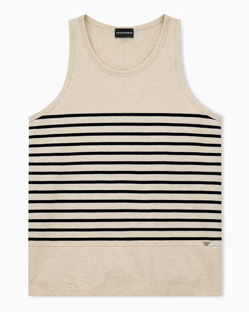 Emporio Armani Tanktop Regular Fit gestreift mit Rundhalsausschnitt Weiß