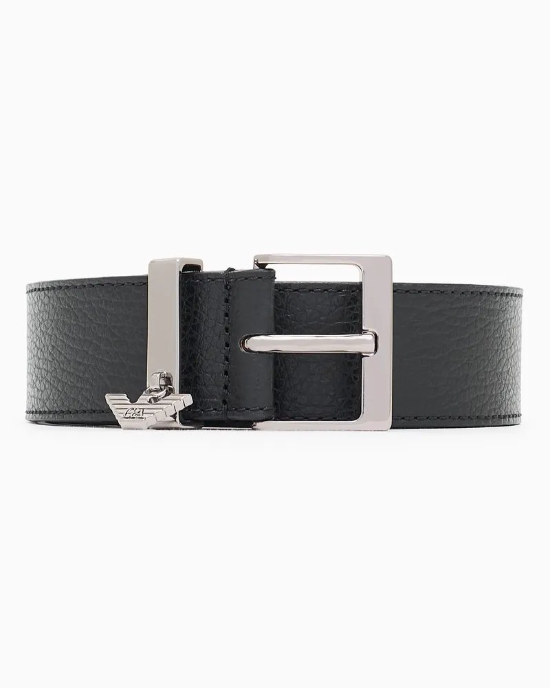 Emporio Armani Gürtel aus Leder mit Icon-Hirsch-Print Schwarz