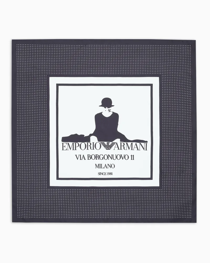 Emporio Armani Tuch aus Seide mit Icon-Print Schwarz