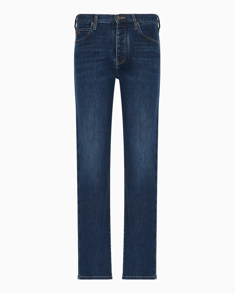 Emporio Armani Jeans J21 in Regular Fit aus gewaschenem Komfort-Denim 11,5 oz Blau