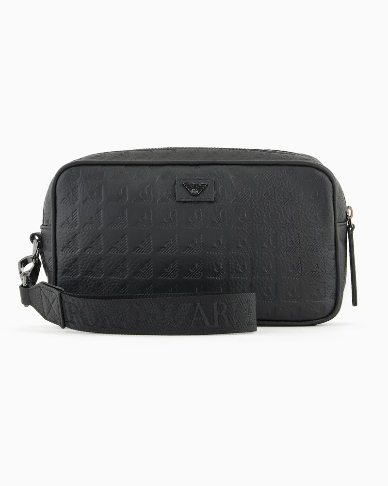 Emporio Armani Beauty aus Leder geprägt mit Allover-Adler Schwarz