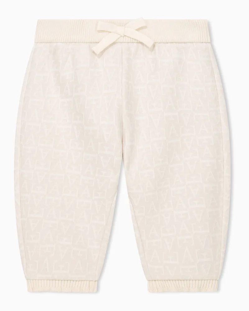 Emporio Armani Jogginghose aus Jacquard mit Monogramm-Muster und Schleife Beige