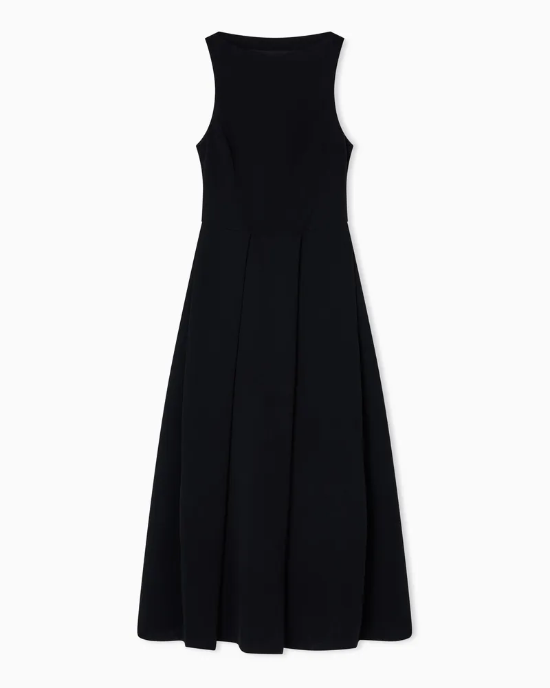 Emporio Armani Ärmelloses Kleid mit Falten aus funktionalem Cady Schwarz
