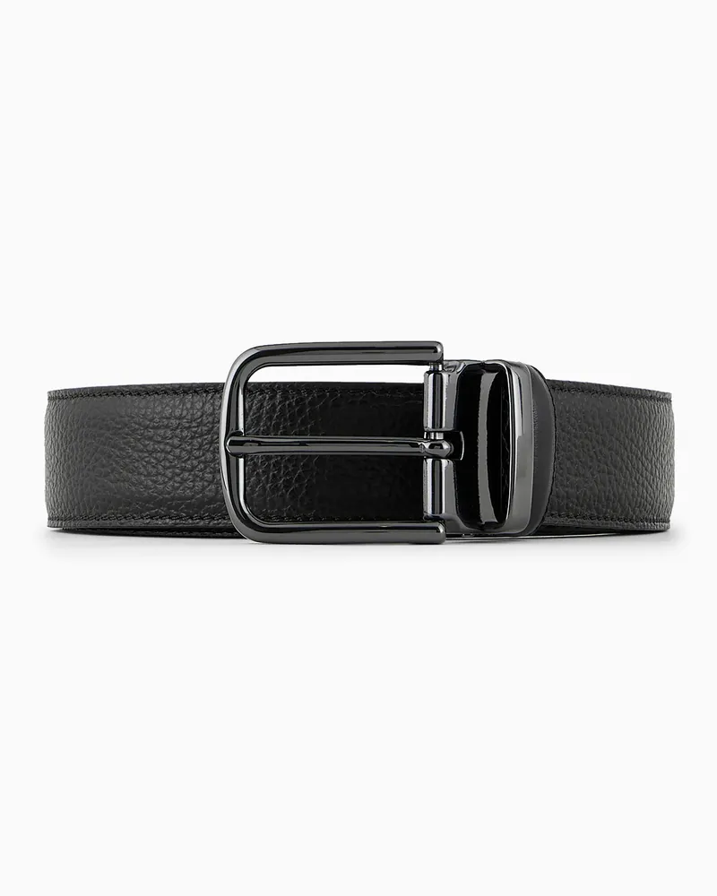 Emporio Armani Wendegürtel aus genarbtem Leder Schwarz
