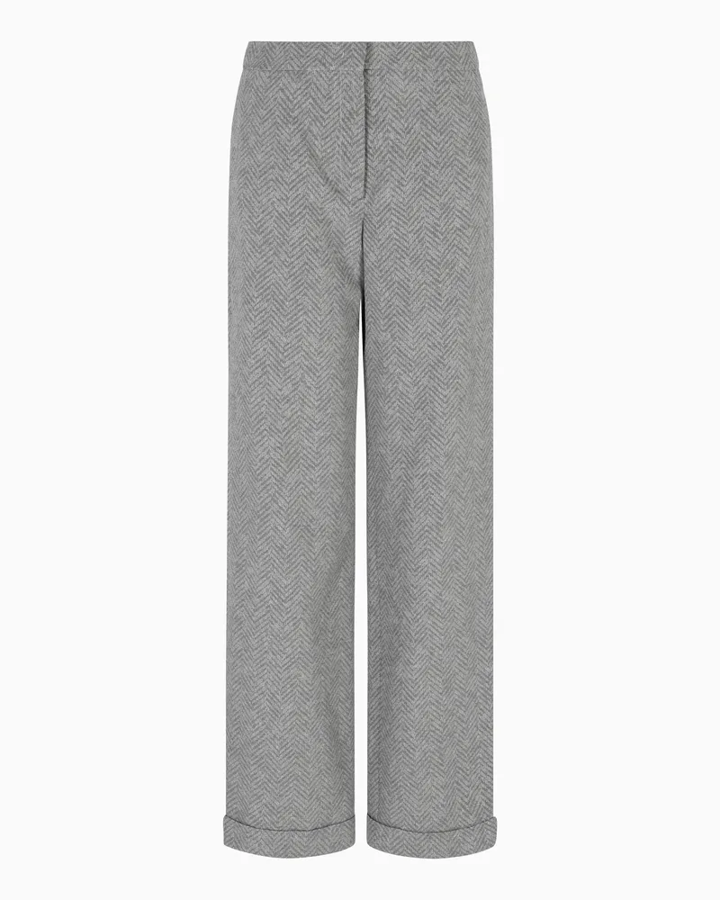 Emporio Armani Icon Hose aus Viskose-Mischung mit Fischgrat-Muster Grau
