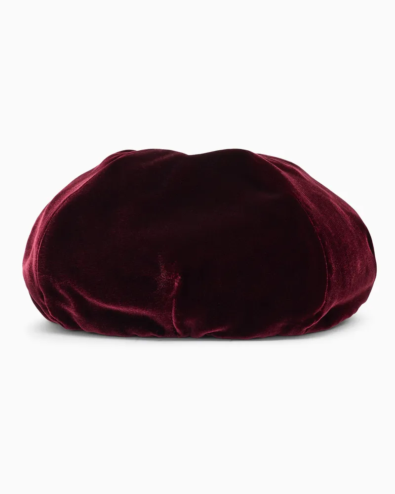 Emporio Armani Baskenmütze aus fließendem Samt Schwarz