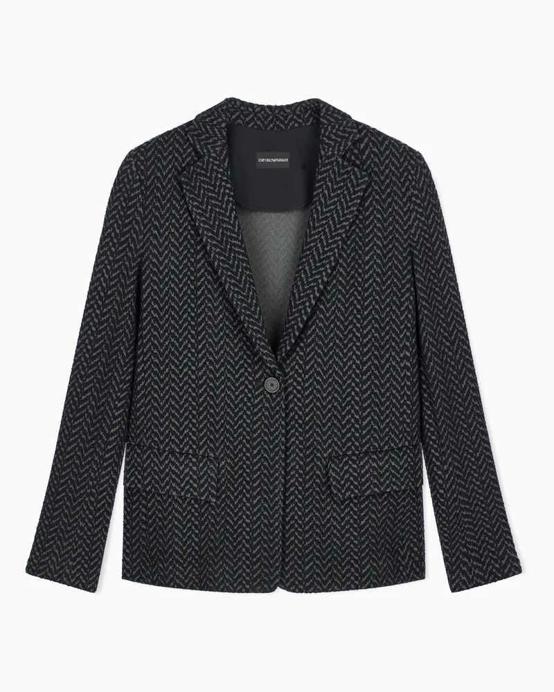 Emporio Armani Blazer aus Jersey mit Chevron-Muster Capsule Signature Schwarz