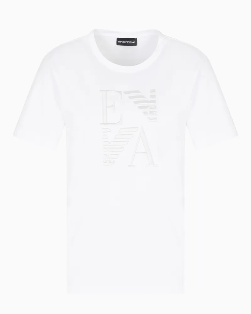 Emporio Armani ASV T-Shirt aus der Winter Urbanism-Sonderkollektion, gefertigt aus Bio-Jersey mit Logo-Stickerei Weiß