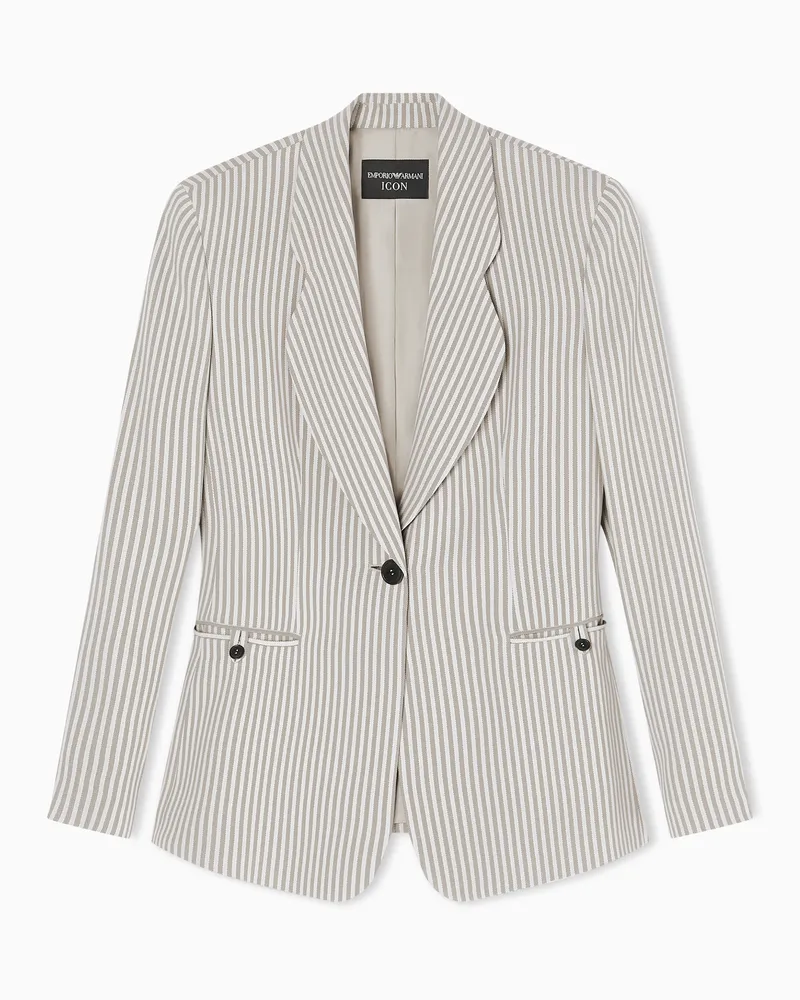 Emporio Armani Icon einreihiges Sakko aus fließendem, gestreiften Crêpe Beige