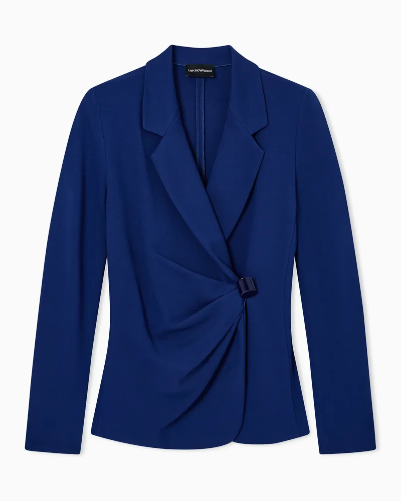 Emporio Armani Blazer mit Raffung, gefertigt aus elastischem Punto-Milano-Stoff Blau