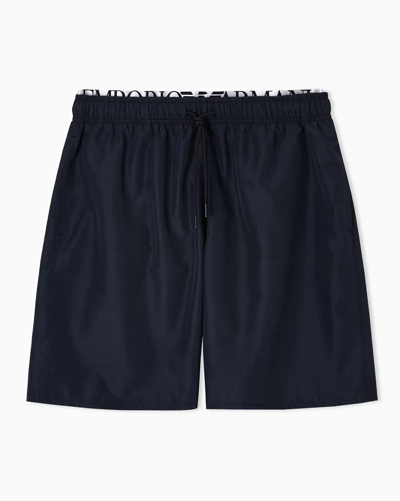 Emporio Armani ASV Bade-Bermudashorts mit Logoband Schwarz