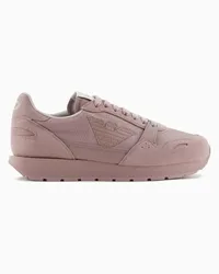 Emporio Armani Sneaker aus Mesh mit Veloursleder-details und Maxi-adler-patch Antikrosa