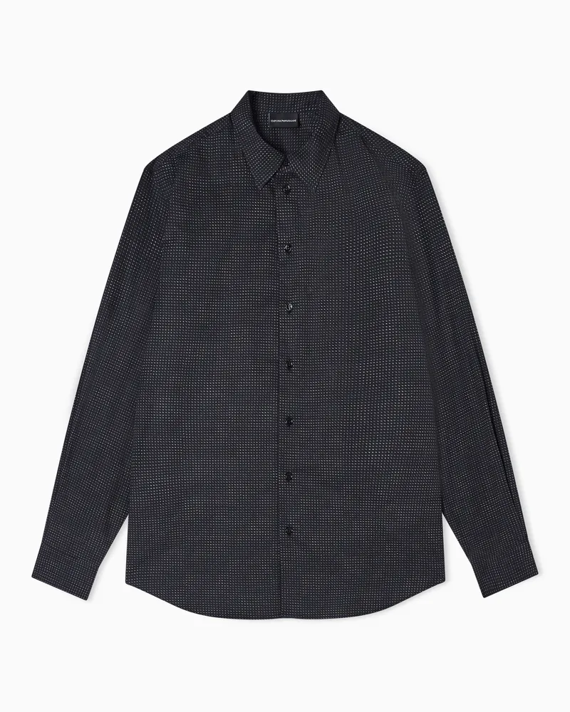 Emporio Armani Hemd mit gemustertem Allover-Mikro-Print Schwarz