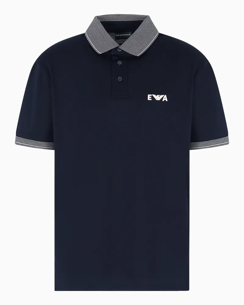 Emporio Armani Poloshirt aus Pikee mit EA-Stickerei in Relief-Optik Marineblau
