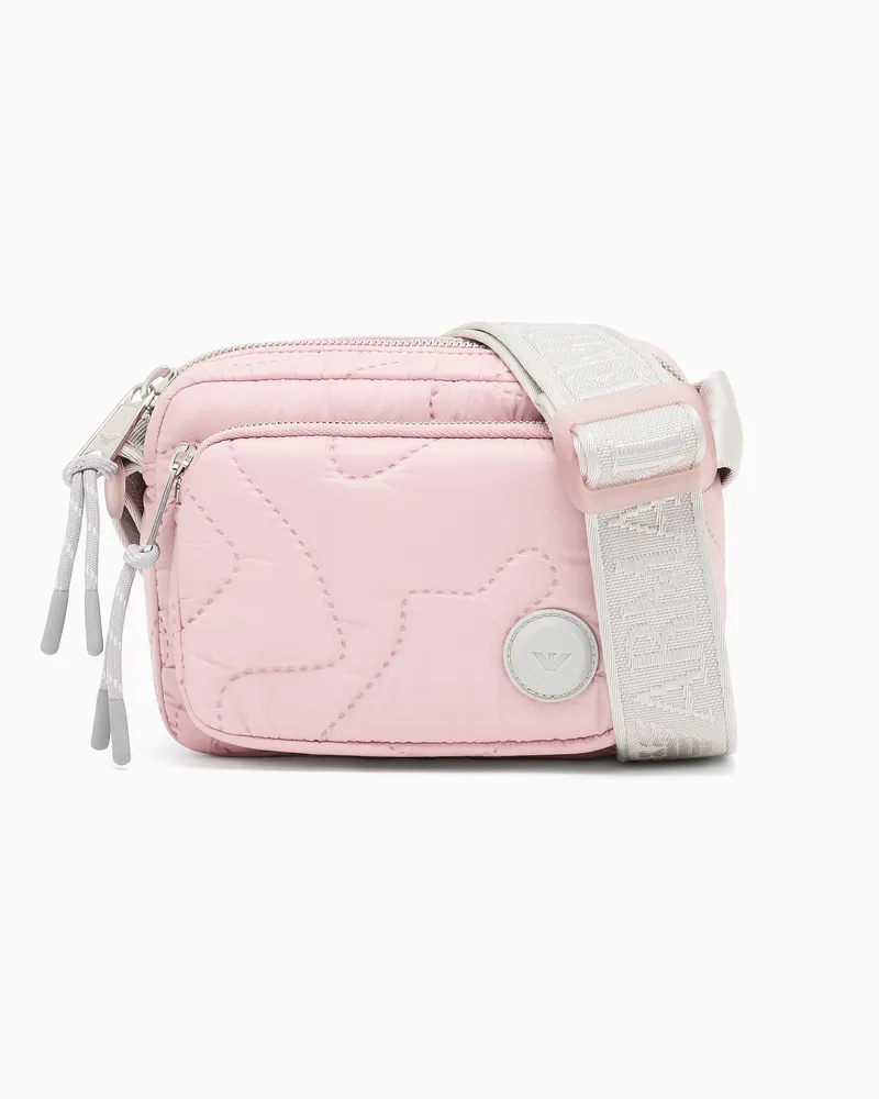 Emporio Armani Umhängetasche aus Nylon mit 3D-Matelassé-Stickerei Pink