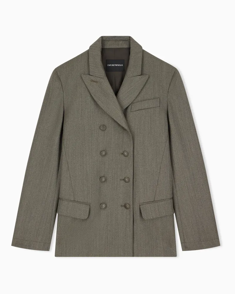 Emporio Armani Doppelreihiger Blazer aus Schurwolle Beige
