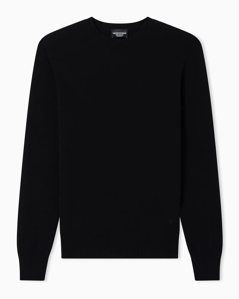 Emporio Armani Pullover aus reinem Kaschmir in Glattstrick Schwarz