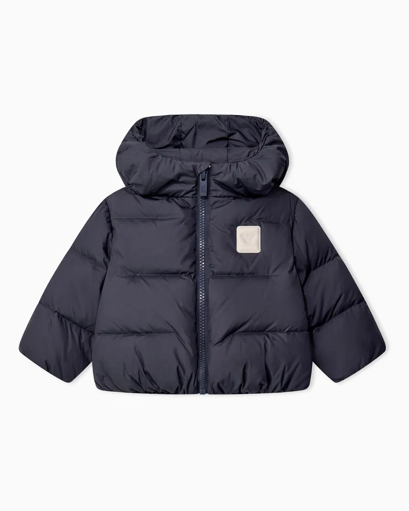 Emporio Armani Regular Fit Kinder-Daunenjacke mit Kapuze und Steppdesign Blau