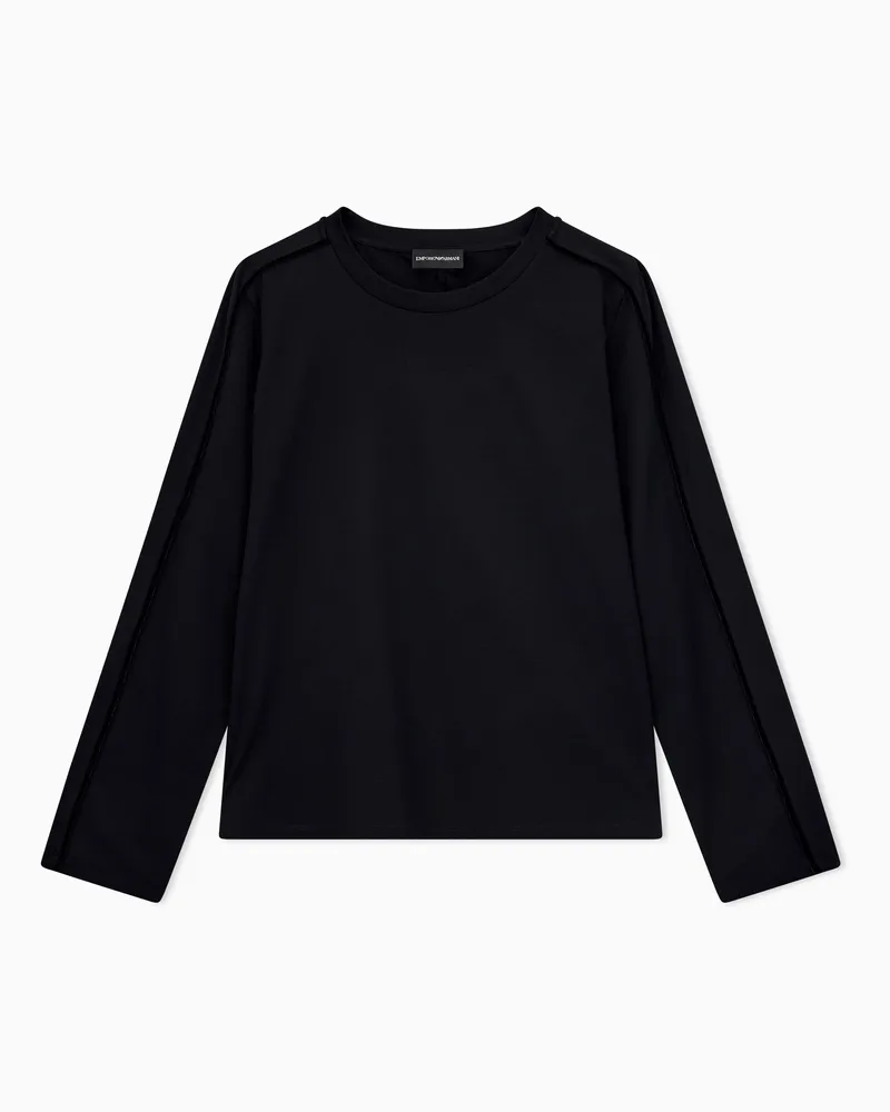 Emporio Armani Langarmshirt Travel Essential aus merzerisierter Baumwolle Schwarz