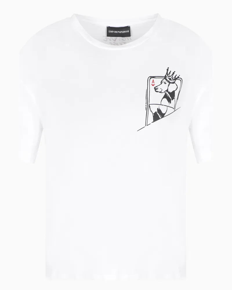 Emporio Armani ASV T-Shirt aus organischem Jersey mit dem Print „We love dogs #28 Weiß