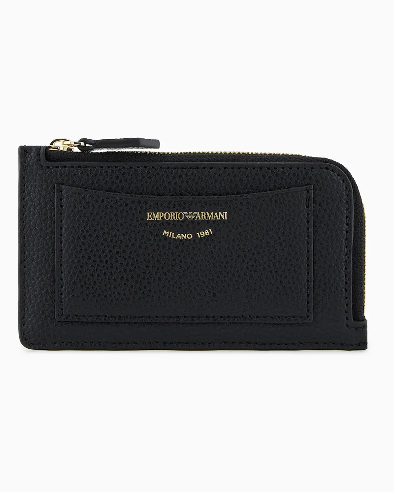 Emporio Armani Kartenetui MyEA mit Rundum-Reißverschluss und Hirsch-Print Schwarz