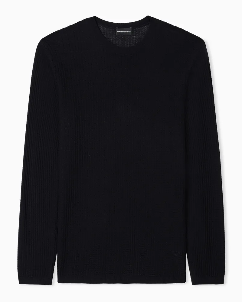 Emporio Armani Pullover aus einer Lyocell-Mischung mit Fangmaschen Marineblau