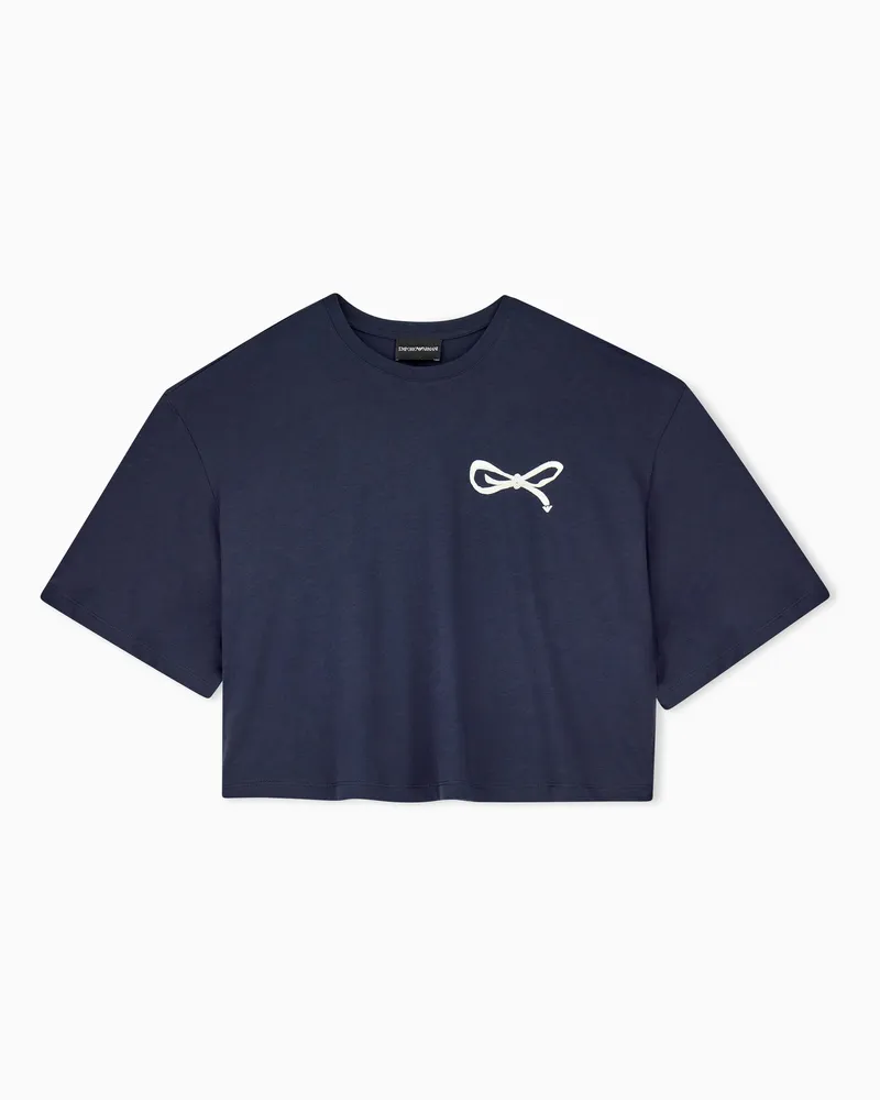 Emporio Armani Oversize T-Shirt aus Supima-Baumwolljersey Marineblau