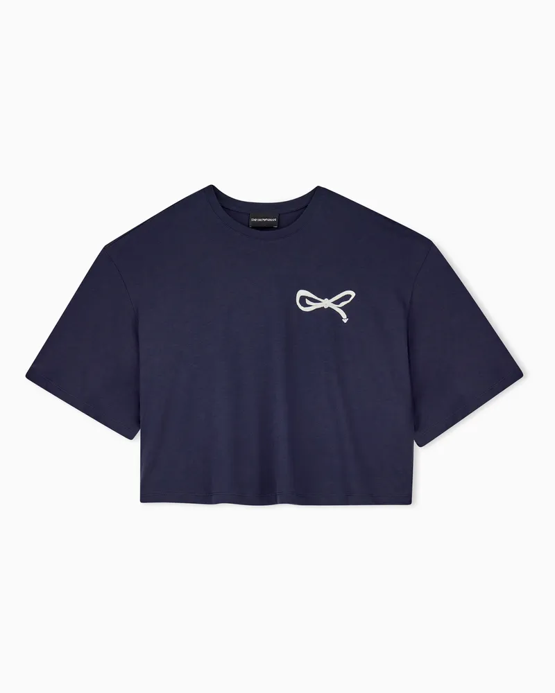Emporio Armani Oversize-T-Shirt mit Rundhals aus Supima-Baumwolljersey Marineblau