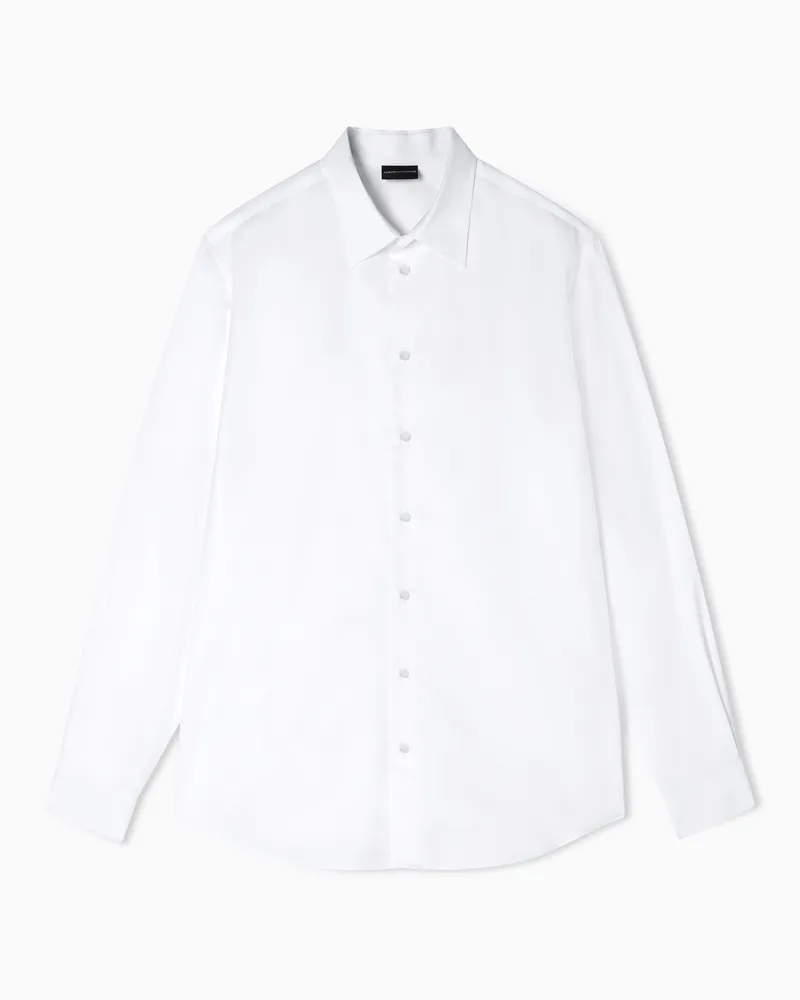 Emporio Armani Hemd aus Stoff mit Mikrostruktur Weiß