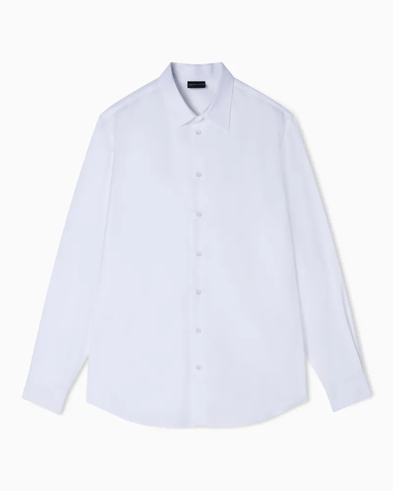 Emporio Armani Hemd aus Stoff mit Mikrostruktur Weiß