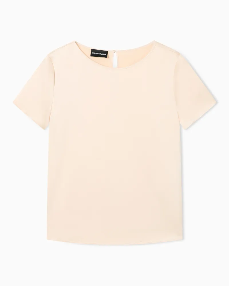 Emporio Armani Bluse mit kurzen Ärmeln aus Seidensatin Pink