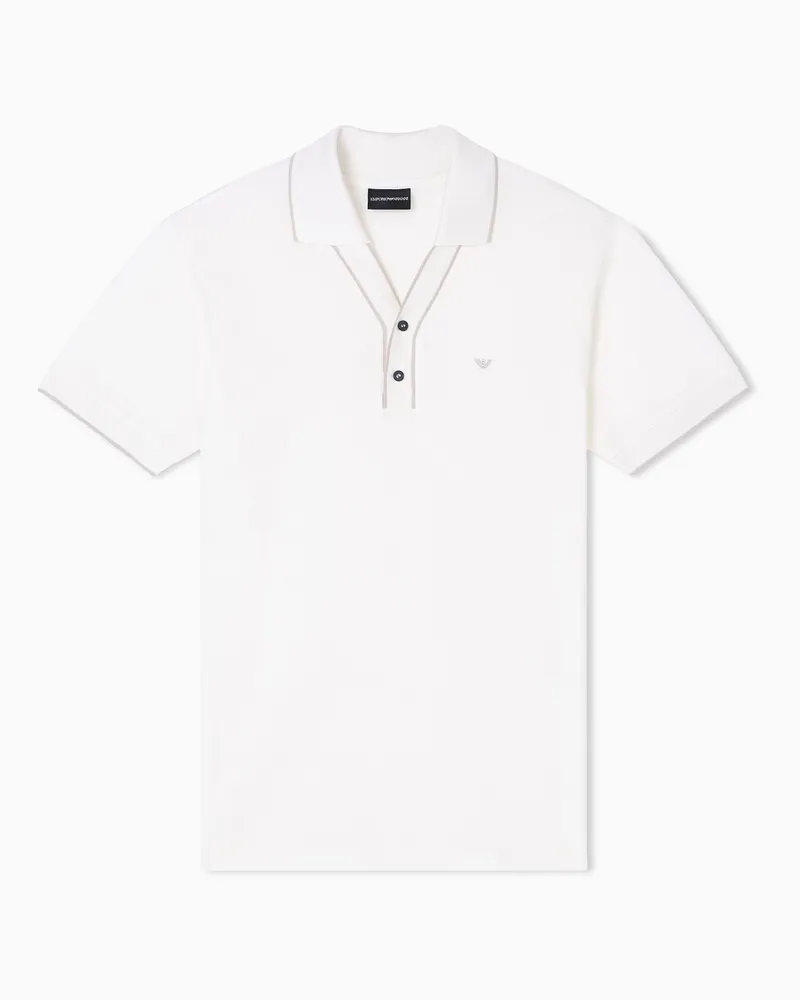 Emporio Armani Poloshirt aus Pikee mit Kontrastkanten Weiß