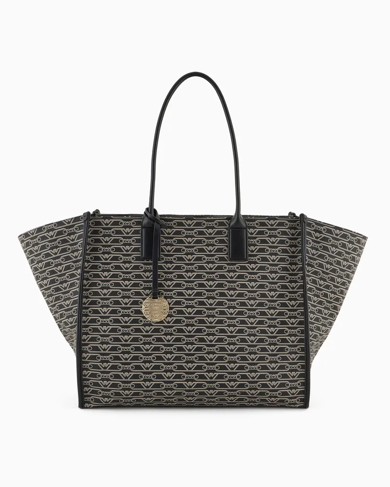 Emporio Armani Maxi-Shopper mit Allover-Monogramm-Print Schwarz